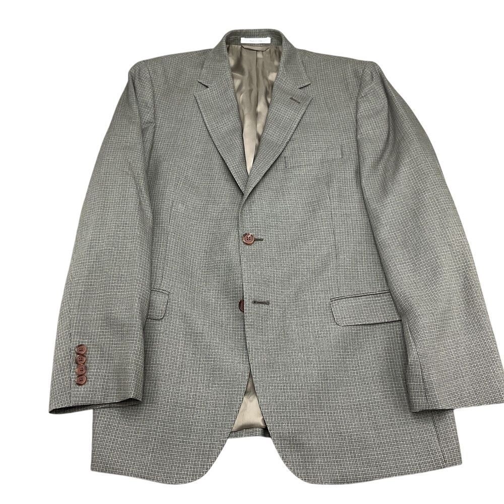 Lauren Ralph Lauren Blazer Men 42R Gray Check Black Label Silk Wool Jacket VTG